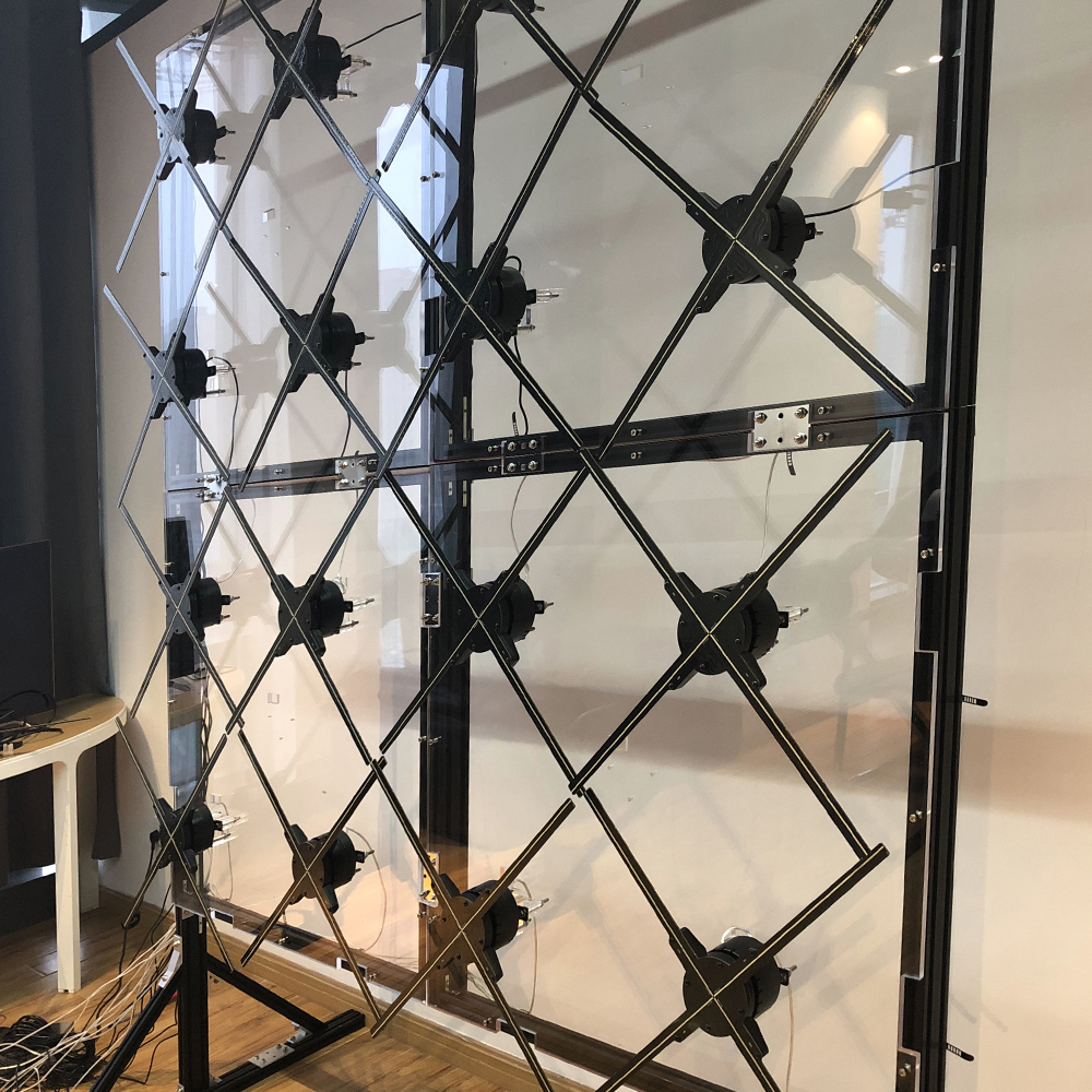 3D hologram wall with 16pcs of Z3 65cm hologram fan with toatl display size: 2x2 meters, easy install and Infinite dimension